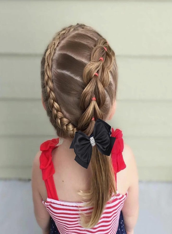 Zolyco Large Big 5 Inch Hair Bows for Girls Thick Ribbon Boutique Alligator Clips Hair Accessories for Baby Girls Toddlers Kids Teens 2 PCS (Black) - Image 2